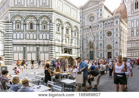 FLORENCE, ITALY - July 25, 2016. Street view of Old Town Florence Tuscany, Italy. is the capital city of the Italian region of Tuscany, with approximately 382,000 inhabitants