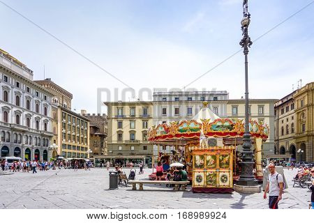 FLORENCE, ITALY - July 25, 2016. Street view of Old Town Florence Tuscany, Italy. is the capital city of the Italian region of Tuscany, with approximately 382,000 inhabitants
