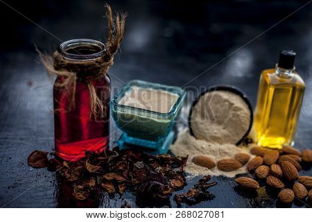 Close Up Of Herbal Face Pack For Removing Black And White Heads On Wooden Surface I.e. Multani Mitti