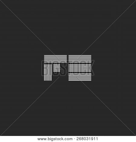 Initials Wedding Invitation Emblem Mockup Fe Or Ef Letters Monogram, Parallel Thin Lines Linked F E 