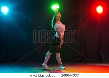 Hip-hop, Jazz-funk, Tecktonik, Waacking, Trance And Street Dances Concept - Pretty Woman Dancing Jaz