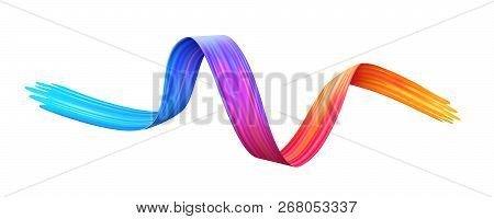 Wavy Colorful Brushstroke Or Curvy Ribbon Shape Of Brush Paint, Backdrop Texture Made With Felt-tip 