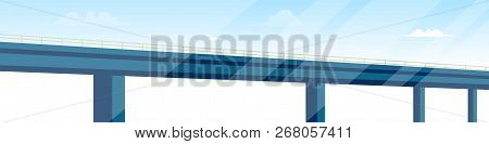 Vector Drawing Image Road Bridge Architecture. Vector Illustration Of A Cartoon Automobile Bridge Co