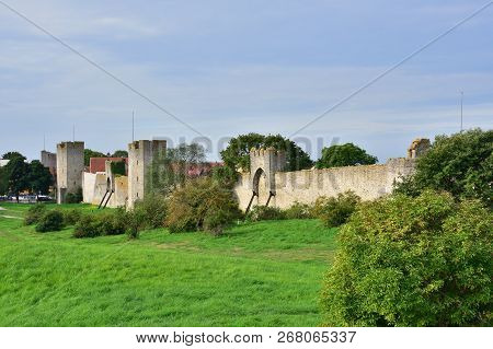 View To Old City Wall At Visby In Gotland
