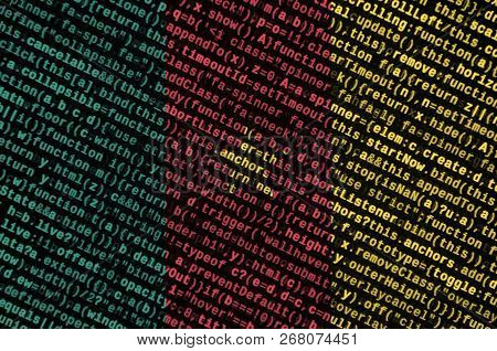 Cameroon Flag  Is Depicted On The Screen With The Program Code. The Concept Of Modern Technology And