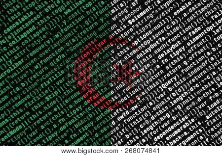 Algeria Flag  Is Depicted On The Screen With The Program Code. The Concept Of Modern Technology And 