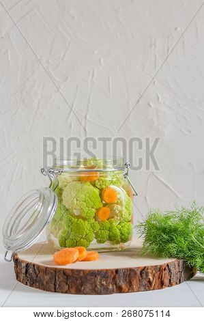 Home Made Cultured Vegetables In Jars Fermenting To Be Used As A Probiotic Food Vertical Photo With 