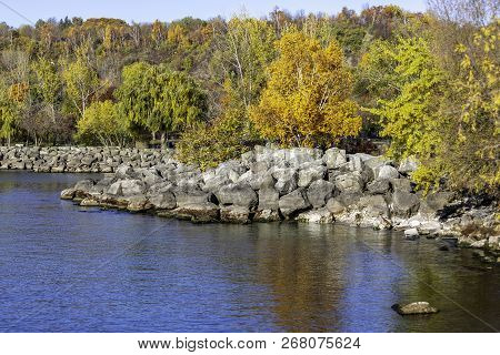 The Lake Ontario Shore In Fall At Buffers Park In Toronto