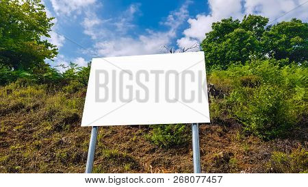 Blank Advertisement Billboard Sign Urban Public White Isolated Clipping Path Template Ad Banner Mock