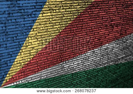 Seychelles Flag  Is Depicted On The Screen With The Program Code. The Concept Of Modern Technology A