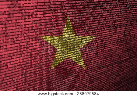Vietnam Flag  Is Depicted On The Screen With The Program Code. The Concept Of Modern Technology And 