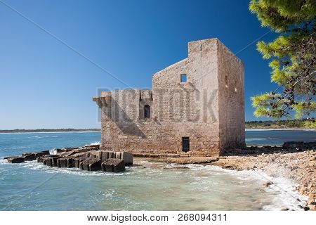 The Historic Sveva Tower In Southern Sicily In The Vendicari Nature Reserve Near Noto And Syracuse, 
