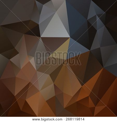 Vector Abstract Irregular Polygonal Square Background - Triangle Low Poly Pattern - Dark Brown, Ochr