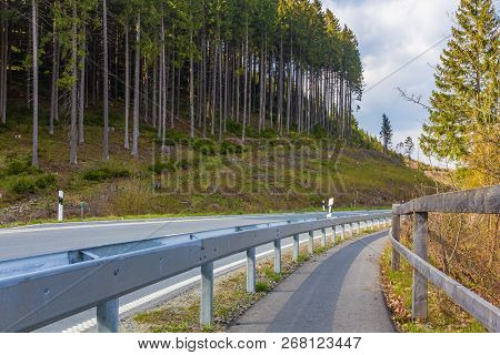 A Winding Road Through The Harz National Park, Lower Saxony, Ger