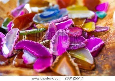 Collection Of Beautiful Pink Agathe Stones Close Up