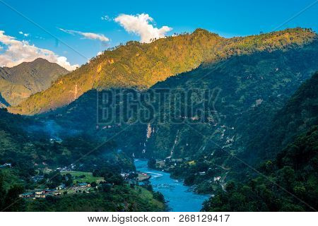 Sunset In Himalayas - Jauljibi - India Nepal Border, Uttarakhand
