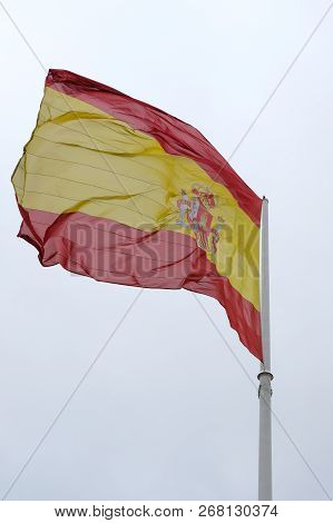 The Biggest Flag Of Spain Is In The Plaza Del Descubrimiento Madrid