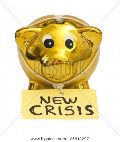 Mealheiro com nota de nova crise,