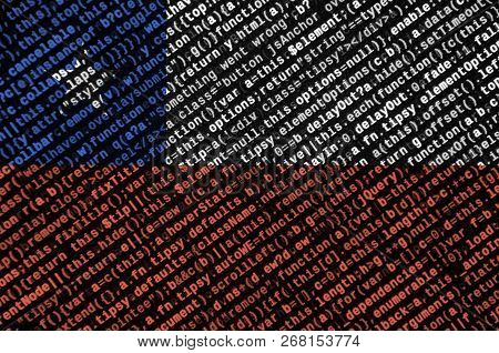 Chile Flag  Is Depicted On The Screen With The Program Code. The Concept Of Modern Technology And Si