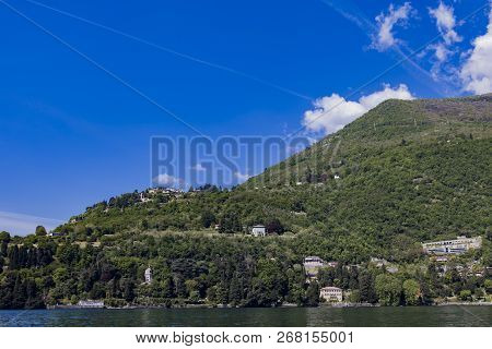Lakeside View At Town Moltrasio On Lake Como In Italy