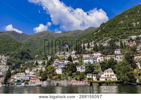Lakeside View At Town Moltrasio On Lake Como In Italy