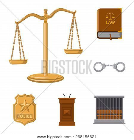 Isolated Object Of Law And Lawyer Logo. Set Of Law And Justice Vector Icon For Stock.