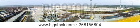 Panorama Of The Station For The Preparation Of Oil And Gas. Oil And Gas Field Equipment.