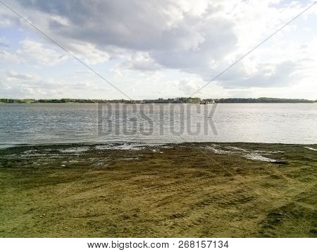 The Sandy Shore Of The River. Northern Rivers Of Siberia