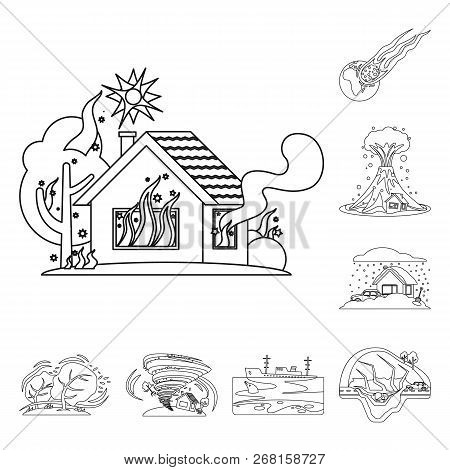 Vector Design Of Natural And Disaster Sign. Set Of Natural And Risk Stock Vector Illustration.