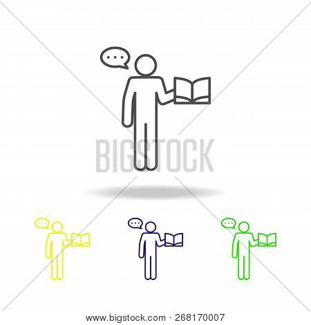 Literature Teacher Multicolored Icons. Education Symbol Sign Pictogram Can Be Used For Web, Logo, Mo