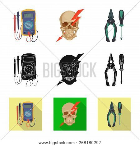 Vector Illustration Of Electricity And Electric Symbol. Set Of Electricity And Energy Vector Icon Fo