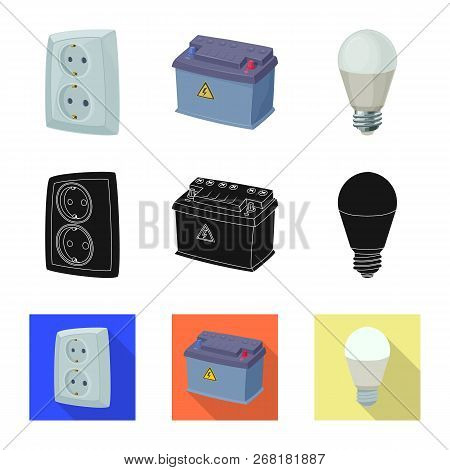 Vector Design Of Electricity And Electric Symbol. Collection Of Electricity And Energy Stock Vector 