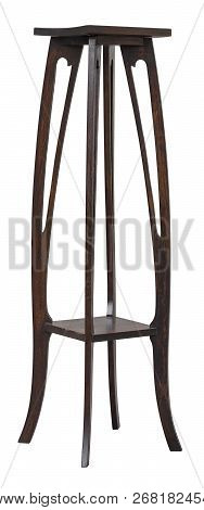 Art Nouveau Stand, Wooden Old Antique Pedestal Column For Interiors Statues