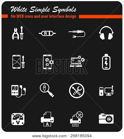 Electronics Repair Web Icons For User Interface Design