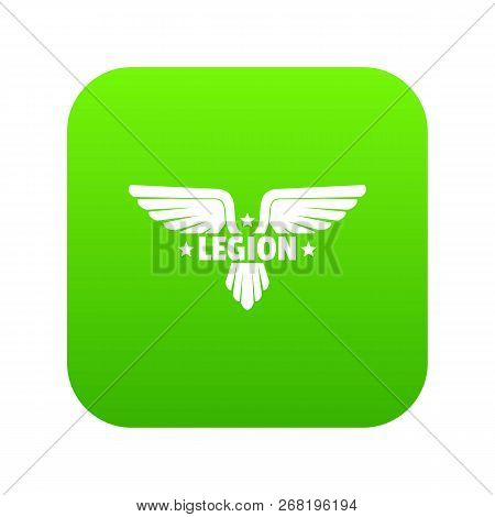 Legion Wing Icon Green Vector Isolated On White Background