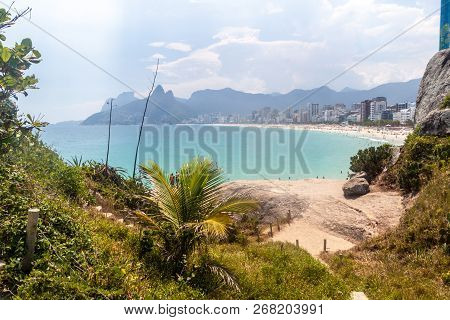 Famous Beach Ipanema In Rio De Janeiro, Brazil