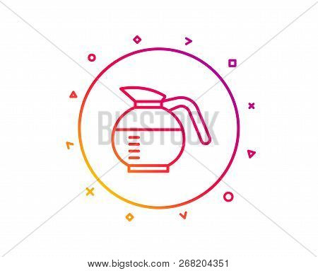 Coffeepot Line Icon. Coffee Hot Drink Sign. Brewed Fresh Beverage Symbol. Gradient Pattern Line Butt