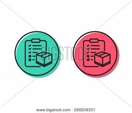 Parcel Checklist Line Icon. Logistics Check Sign. Package Control Symbol. Positive And Negative Circ