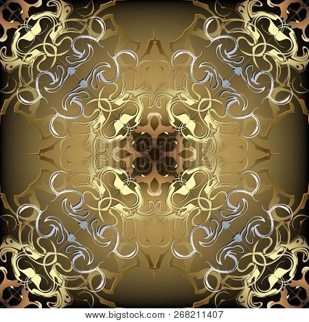 Abstract Antique Baroque Style Gold Vector Seamless Pattern. Vin