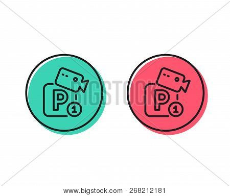 Parking With Video Monitoring Line Icon. Car Park Sign. Transport Place Symbol. Positive And Negativ