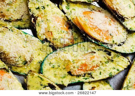 cozze commestibile crudi con spezie