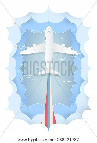 Paper Art Plane Logistic Travel Concept Vector Background Design