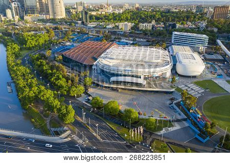 Melbourne, Australia - Nov 10, 2018: Aerial View Of Rod Laver Arena, Margaret Court Arena And Other 
