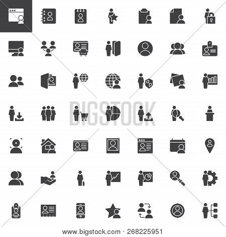 User Vector Icons Set, Modern Solid Symbol Collection, Filled Style Pictogram Pack. Signs, Logo Illu
