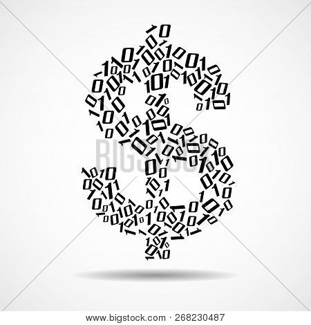 Abstract Sign Dollar From Binary Code. Vector