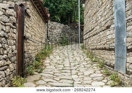 Empty Old Vintage Stone Road Or Staircase