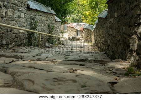 Empty Old Vintage Stone Road Or Staircase