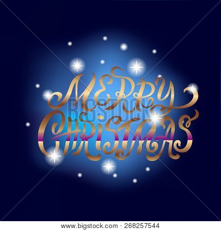 Christmas Hand Drawn Lettering Concept For Designing Holiday Greeting Card, Poster, Banner, Logo, Ic