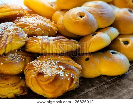 Traditional Swedish Christmas saffron buns 