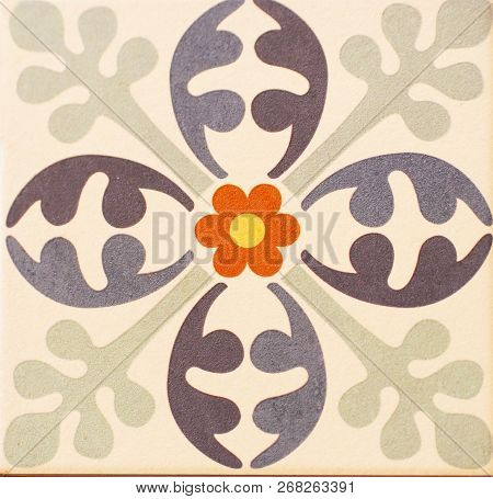 Detail Of The Traditional Tiles From Facade Of Old House. Decorative Tiles.valencian Traditional Til